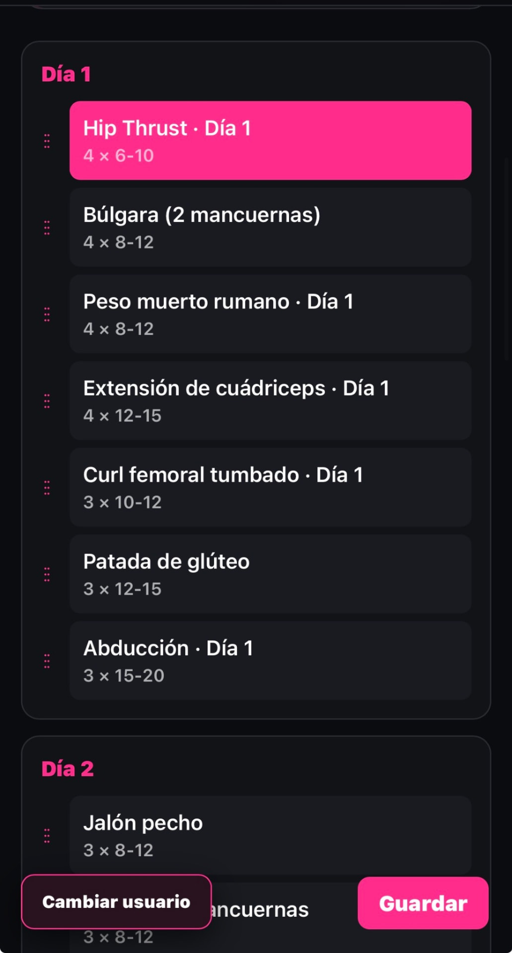 Tus entrenamientos día a día